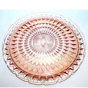 Vintage Jeanette Pink Depression Glass Windsor Diamond Serving Platter L…